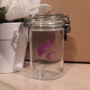 CUTE GLASS PURPLE WOLF JAR